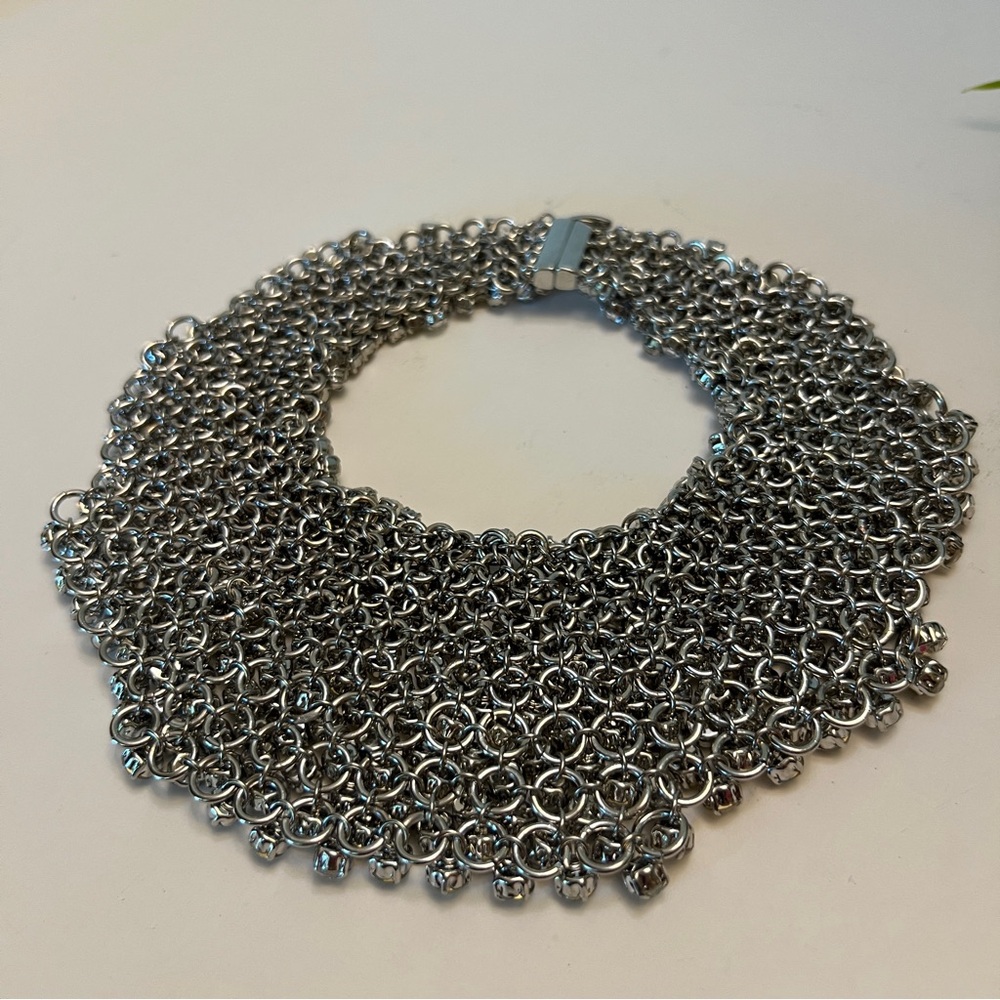 NWOT Designer Signed Natasha Sparkling Crystal Bib Choker Collar Necklace - Picture 7 of 8